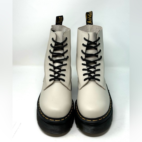 Dr. Martens Audrick Nappa Leather Platforms Boots - Cobblestone Gray Nappa Lux 7 - Picture 10 of 12
